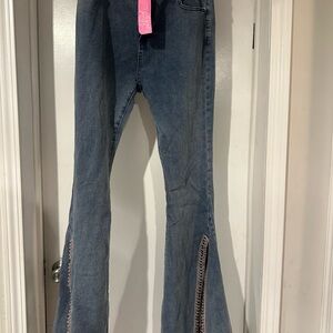 Southern Fried Chics Split Hem Flare Jeans